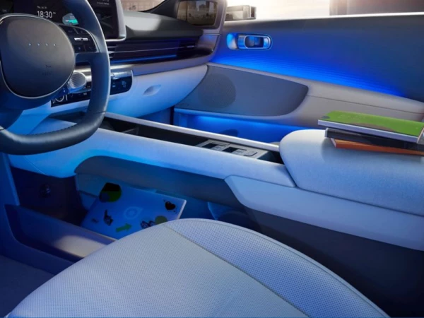 Rangement sous la console centrale.